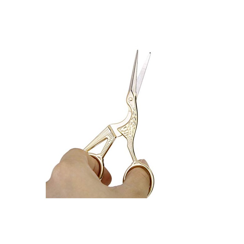 AKORD Crane Shape Sewing/Tailoring Scissors, Metal, Gold, 11.5 x 5
