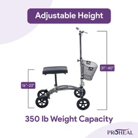 Steerable Knee Walker with Basket - Lightweight Foldable Knee Scooter for Broken Foot or Ankle, Foot Surgery Recovery, and Other Injuries