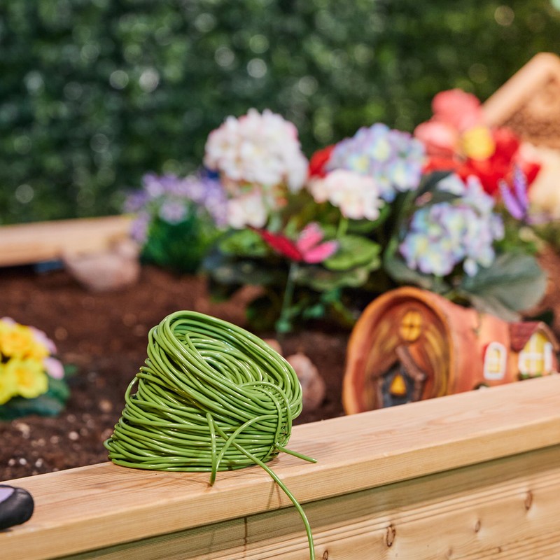 Relaxdays 50m x 3mm Green Rubber Hollow Rope Plant Binding
