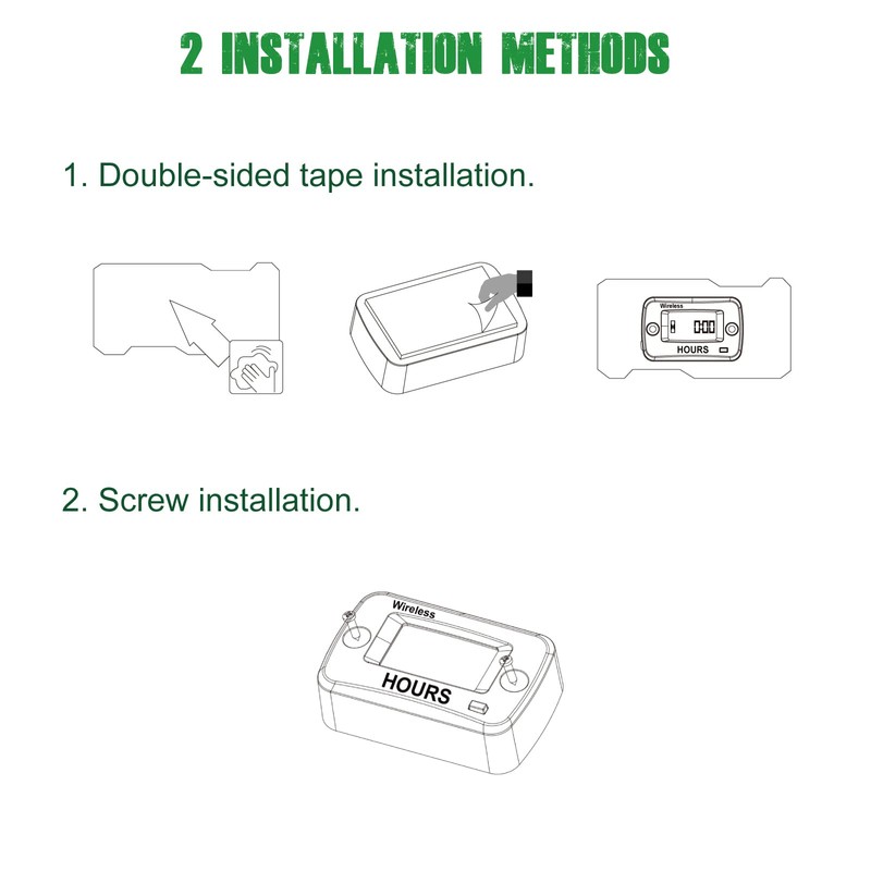 Yooreal Wireless Vibration Hour Meter Maintenance Meter for Gas Diesel