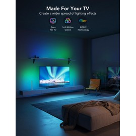 Govee RGBIC Light Bars, 15 Inches WiFi TV Backlight Suitable for 45-70 inch TVs, Smart Light Bars with Multiple Placement Options, Work with Alexa and Google Assistant, White