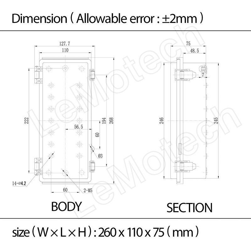 LeMotech Electrical Box, IP67 Waterproof Hinged Clear Cover Stainless Steel