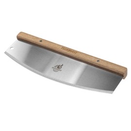 Feuergott Pizzaschneider Edelstahlklinge Griff aus Eschenholz Profi Pizzamesser mit 35 cm Klingenlänge rostfrei für Pizza, Flammkuchen und mehr