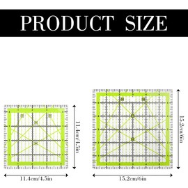 GLADFRESIT Quilters Ruler,2PCS Squares Quilting Rulers Stencils Template Acrylic Set for Sewing Quilter Precision Cutting Patchwork