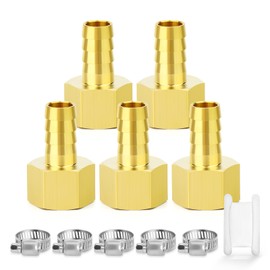 TAILONZ PNEUMATIC 10mm OD Barb x 1/2 Inch BSP Brass Female Hose Fitting Connector（Pack of 5）