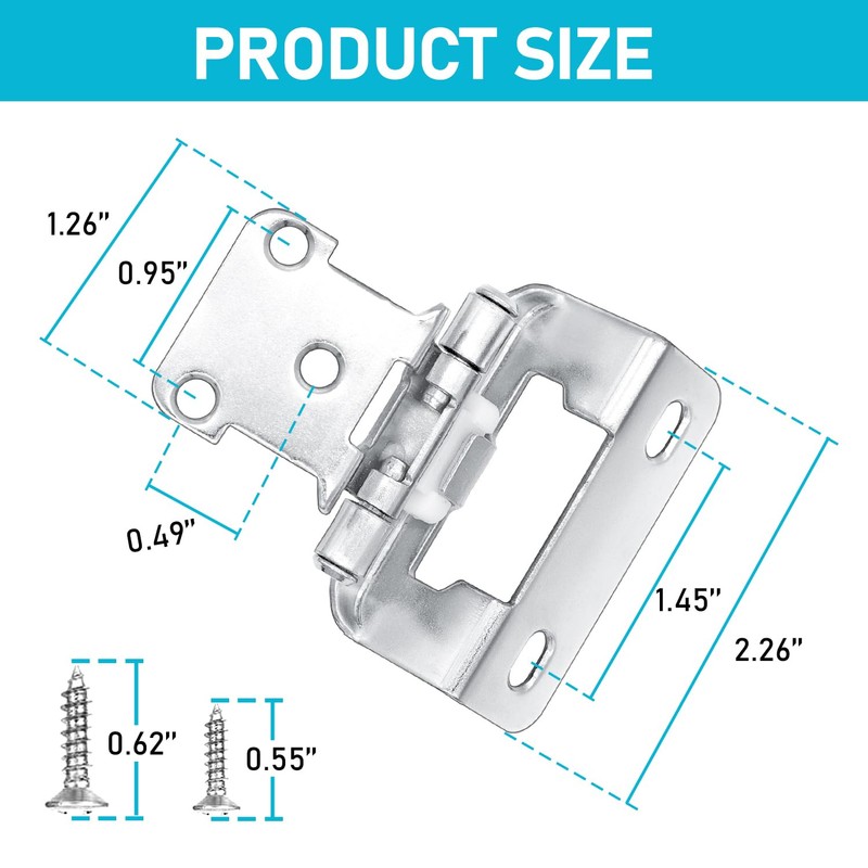24 Pack 12 Pairs Brushed Nickel Self Closing Cabinet Hinges