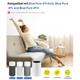 Facecool 411 HEPA Replacement Filter Compatible with Blueair Blue Pure 411/3210 serie Air Purifier, fits model: Blue Pure 411/411 Auto / 411+, Joy S, 2 Pack