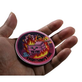 Everything's Fine Dumpster Fire Embroidery Morale Patch - Hook and Loop Humorous Tactical Badge for Backpacks Bags Vest Dog Harness