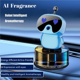 Robot Intelligent Aromatherapy Machine, Smart Cute Robot Car Air Freshener, Fine Spray/Fillable/Four-Gear Adjustment/Vibration Sensing/On-Off/Large Capacity Long-Lasting Fragrance/V1 (Blue, Ocean)