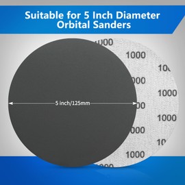 VIBRATITE Pack of 50 Wet Dry Sanding Discs, 125 mm Sandpaper Velcro, Grit 1000 1500 2000 3000 5000, Without Hole Round Sanding Pads for Random Orbital Sanders, Car, Metal, Wood