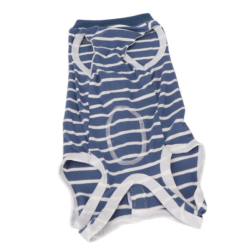 Dog Recovery Suit Stretchy Breathable Adjustable Collar Stripe Pet Post