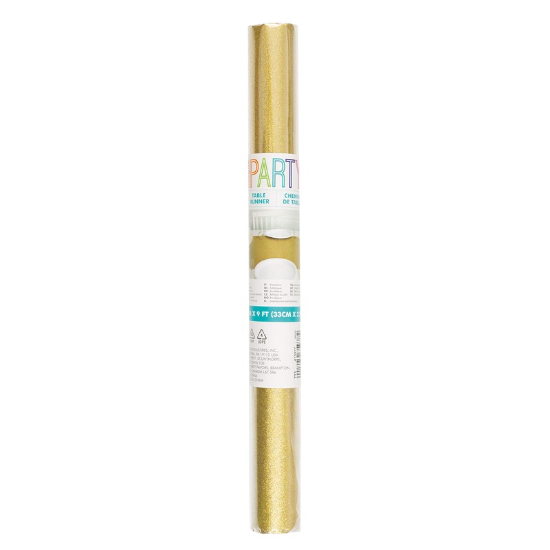 Dazzling Gold Glitter Table Runner - Premium Plastic & Sparkling