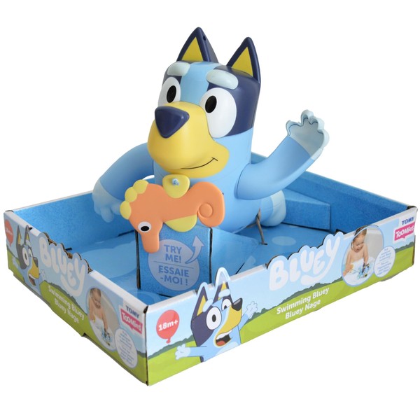 Tomy Toomies Swimming Bluey Bath Toy with Seahorse - Bluey Toys for Toddlers – Toddler Bath Toys for Tub or Pool That Swims on Back or Front – Ages 18 Months and Up