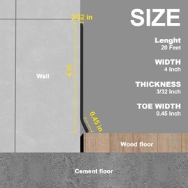 Peel and Stick Molding Baseboard Trim, 4 Inch Flexible Baseboard Molding Trim, Self-Adhesive Vinyl Wall Base Molding Trim(20Ft, Black)