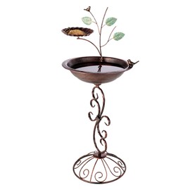 VEWOGARDEN 31" Pedestal Bird Bath for Outside, Outdoor Metal Bird Bath and Feeder Combo for Garden Yard Patio Decoration
