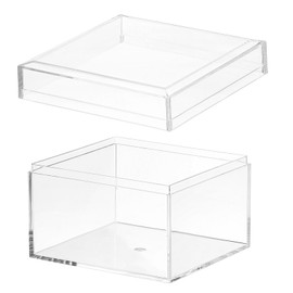 PATIKIL Acrylic Box with Lid 3.15" x 3.15" x 2.36", Clear Acrylic Display Boxes Plastic Square Cube Containers Storage Organizer for Candy Tiny Jewelry Artwork Display