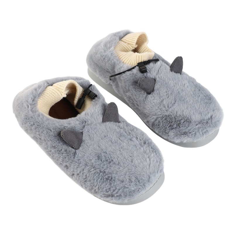 USB Heated Slippers Plush Temperature Adjustable Heating Slippers Anti Slip