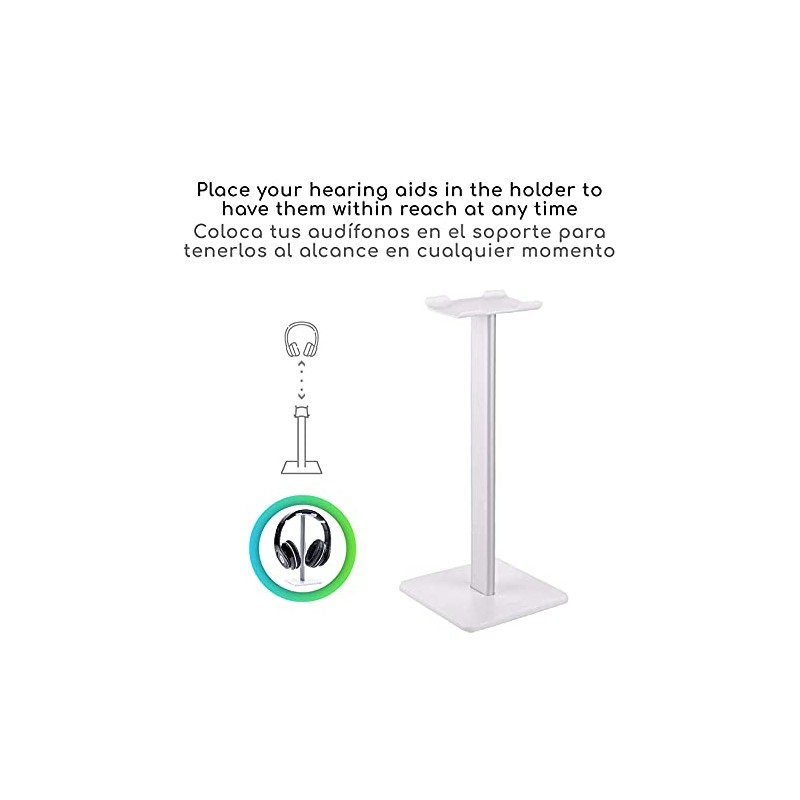 Lenfech boldR Soporte Blanco con Plateado para Audífonos/Base Universal de