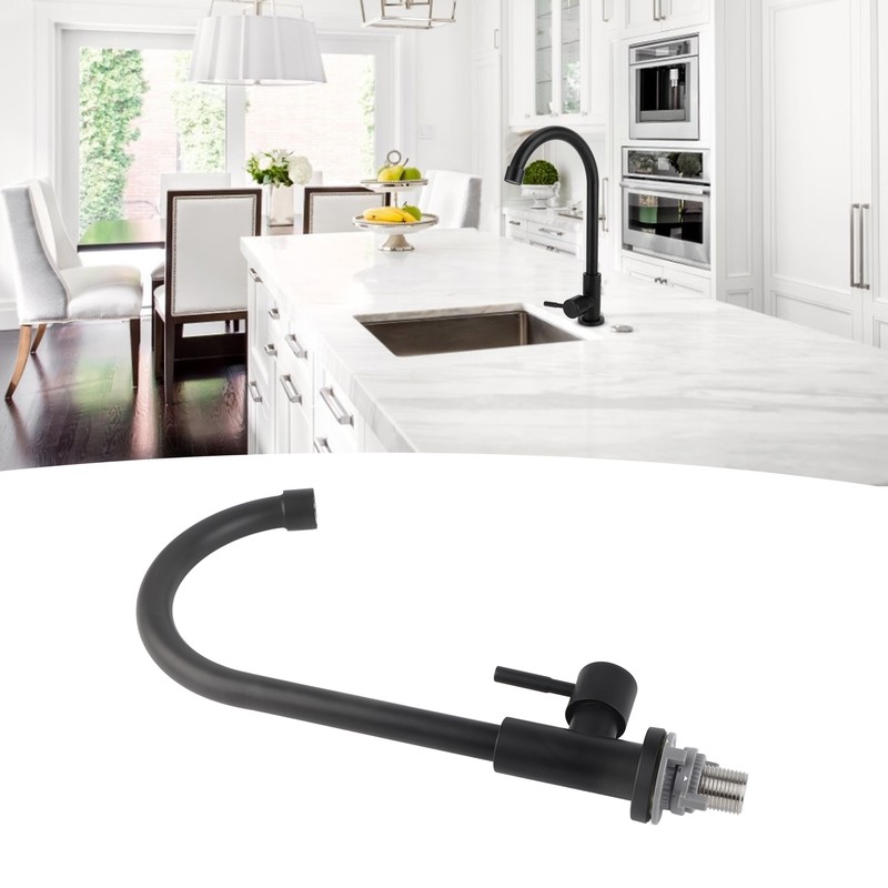G1/2 Faucet 90 Degree Rotating Single Cold Matte Black Water
