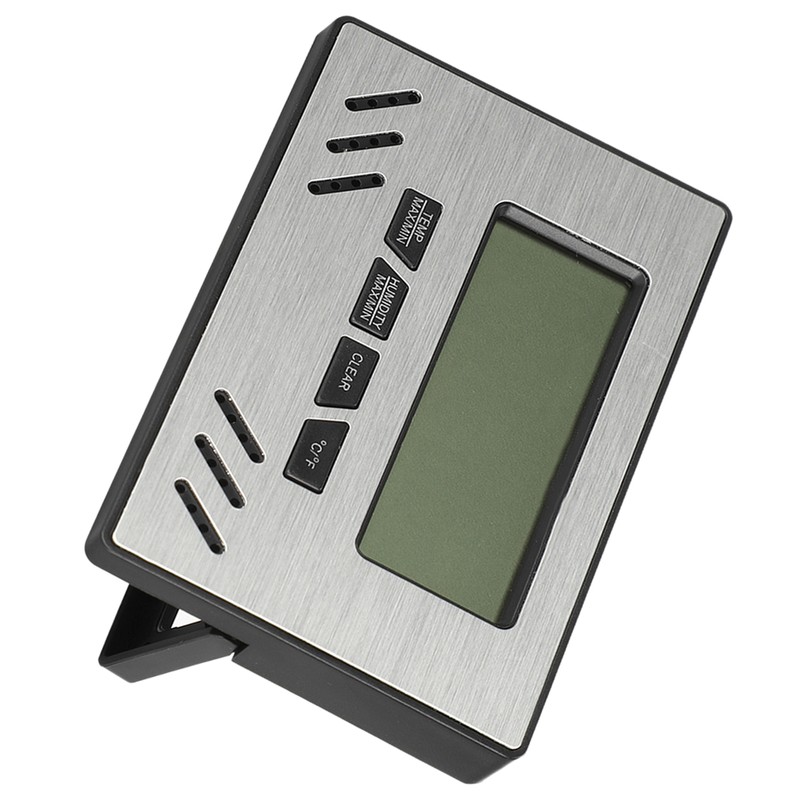 Indoor Cigar Hygrometer Thermometer DualDisplay Humidity Temperature Meter Device Tool(Silver