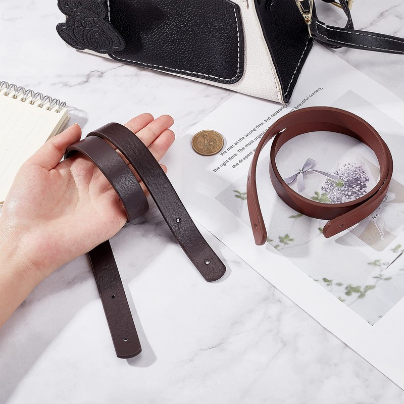 SUPERFINDINGS 4Pcs 2 Colors Faux Leather Bag Handles with Iron