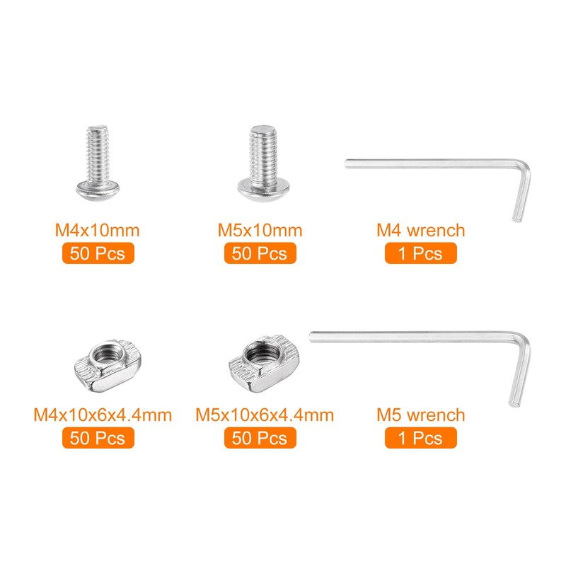 sourcing map M4/M5 202Pcs T Nuts Sliding T Slot Nut