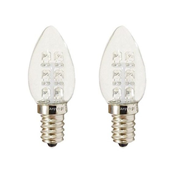Anyray (2-Bulbs A-C7E12LWW LED Night Light 0.5 Watt C7 (4W 5W 7W Replacement) E12 Candelabra Base 110V Color 120V (Warm White)