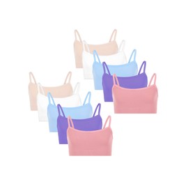 Fruit of the Loom Girls Cotton Training Bra, 4-Pack, Deja Blue/Lilas/Lilac/Lt Sand/White, XL