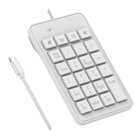 LOONASA Wired USB C Number Pad - 23 Keys Type C Numeric Keypad Upgraded 10 Key USB Keyboard Financial Accounting Numpad for Laptop, PC, MacBook, Notebook, Desktop,Surface Pro - White