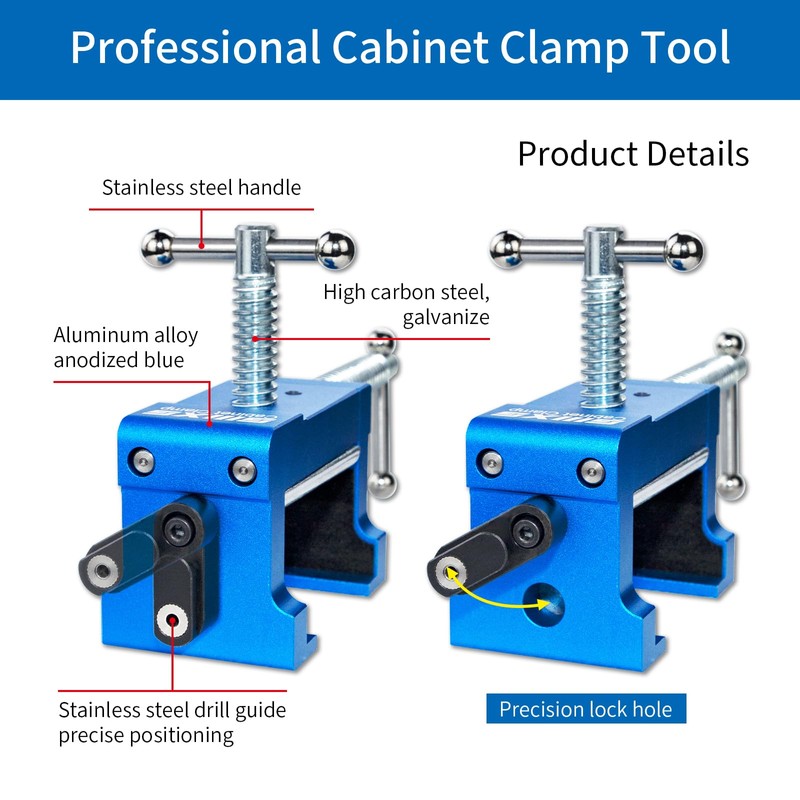 SIIIXS 4-Pack Blue Cabinet Clamps,Face Frame Clamps for Installing Cabinets