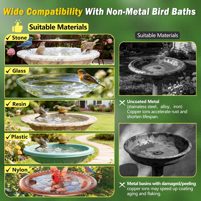 Bird Bath Copper Disk, 3Pcs 99.99% Pure Copper Bird Bath