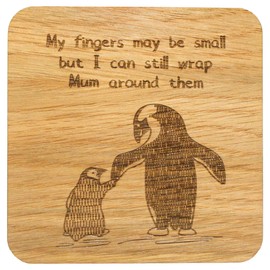 Laser Engraved Oak Veneer Coaster for Parents, Birthday Present (Mum)