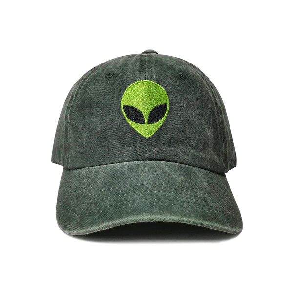 Hepandy Embroidered Animals Baseball Hats, Green Alien Head (Washed Army