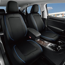 PIC AUTO Car Seat Cover, Pinping Leather and Mesh Seat Cover for Cars, Stylish Two-Tone Design Full Set Seat Covers, Breathable, Universal Fit,Comfortable and Durable SUVs, and Trucks(Blue)