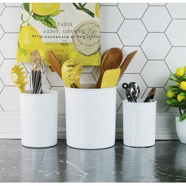 Reston Lloyd Multipurpose Utensil/Crock Holders Organize Wide Variety of Sizes of Utensils & Tools, Includes Extra Large, Large, & Miniature, White