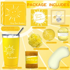 Gift Basket for Women,Yellow Sunshine Cheer Up Box, 9pc Thoughtful Birthday or Get Well Gifts for Her, Sister, Friend