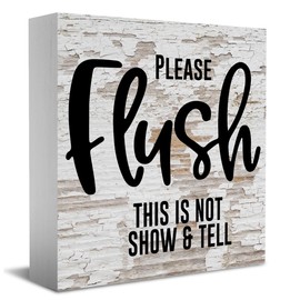 Bathroom Signs Decor Funny Bathroom Counter Decor Bathroom Rules Sign Do Not Flush Sign for Bathroom Home Office Decor Housewarming Gifts Restroom Sign Wooden Box 5.1 x 5.1 Inches.