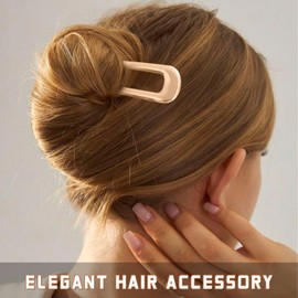 2Pcs French Hair Pins for All Hair Types, Metal French Twis Hair Pins for Women Girls, U-Shaped French Pin for Buns, 5.5 Inches Large French Pins Hairstyle Accessories (Silver, Gold)