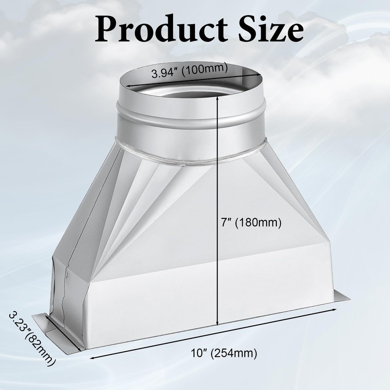 TA-VIGOR 4" Round to 3-1/4" x 10" Rectangular Duct Transition