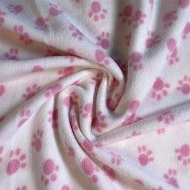 Fleece Fabric by The Yard | Half Yard 18” X 60" Inch Wide | Soft Anti-Pill Polar Fleece Fabric | Fleece Material Blanket, Throw, Poncho, Pillow Cover, Booties - Baby Pink Small Paws Fleece By The Yard