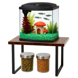 Chunful Small Fish Tank Stand Heavy Metal 2.5-5 Gallon Aquarium Stand Rustic Small Fish Tank Storage Shelf for Turtle Reptile Aquarium Plant Pots for Home Office (12.6 x 8.6 x 7.87 Inches)