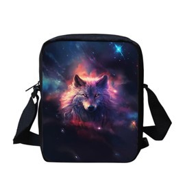 xixirimido Wolf Galaxy Kids Crossbody Bag with Adjustable Strap Small Messenger Pouch