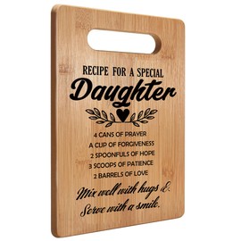 Absnfatu Daughter Gifts, Cutting Board Gifts for Daughter, Daughter Gifts from Mom Dad Parents, Daughter Birthday Gifts, Recipe for a Special Daughter Bamboo Cutting Board for Kitchen