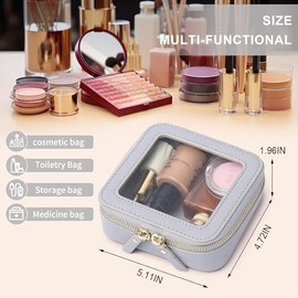 Pinkmik - Pequeña bolsa de maquillaje transparente para cosméticos y neceser de aseo con cierre, organizador de cartera para mujer y artículos esencia
