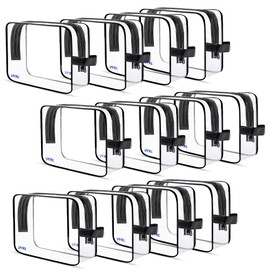 VYRL 12 Pack Clear Makeup Bag - Quart Size 3-1-1 TSA Approved Toiletry Bag with Zipper - Water-Resistant Durable PVC Clear Toiletry pouches for Carry-on Airport Travel Accessories - Black