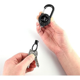 49ers Key Back Reel with Carabiner, Reel Keychain, Strong Pin-on Reel, Metal Wire, Maximum Length 23.6 inches (60 cm), Key Chain, Stretchable, Durable, Anti-Lost, armygre