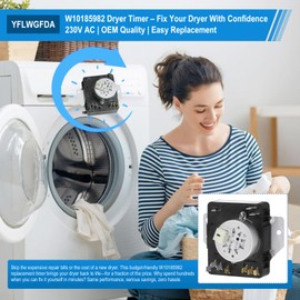 W10185982 Dryer Timer,WPW10185982 Dryer Time Replacement Compatible with Whirlpool,Maytag,KitchenAid,Jenn-Air,Amana,Magic Chef,Admiral,Norge, Replaces WPW10185982, AP6016541,PS11749831,WGD4800XQ0 Etc.