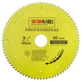 TCT18580TPRO Saxton Professional Range TCT Circular Saw Blade 185mm x 80T x 30mm Bore, 16, 20, 25mm reduction rings Compatible with Bosch Makita Dewalt etc