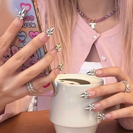 Nail Tip False Nail Tip, Stylish, Black, Long, Long Nail Tip, Mine-based Korea, Mass Production Type, Popular Nail Tip, Cosplay Nail, Handmade 3D Faux-nail, Nail Sticker, Nail Art, Cool, Unique, Adult