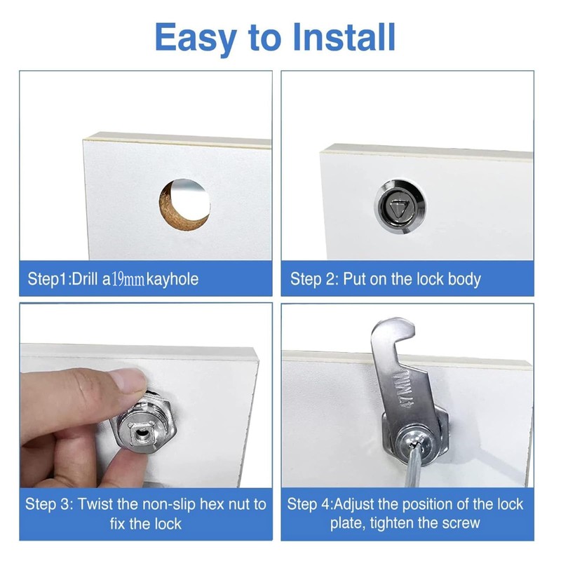 NHDSUO Cam Lock with Triangle Socket Key,Triangular Keyhole Cabinet Lock,Keyed